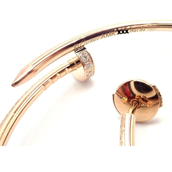 Authentic! Cartier Juste un Clou 18k Rose Gold Diamond Nail Hoop Earrings Paper - Picture 12 of 12